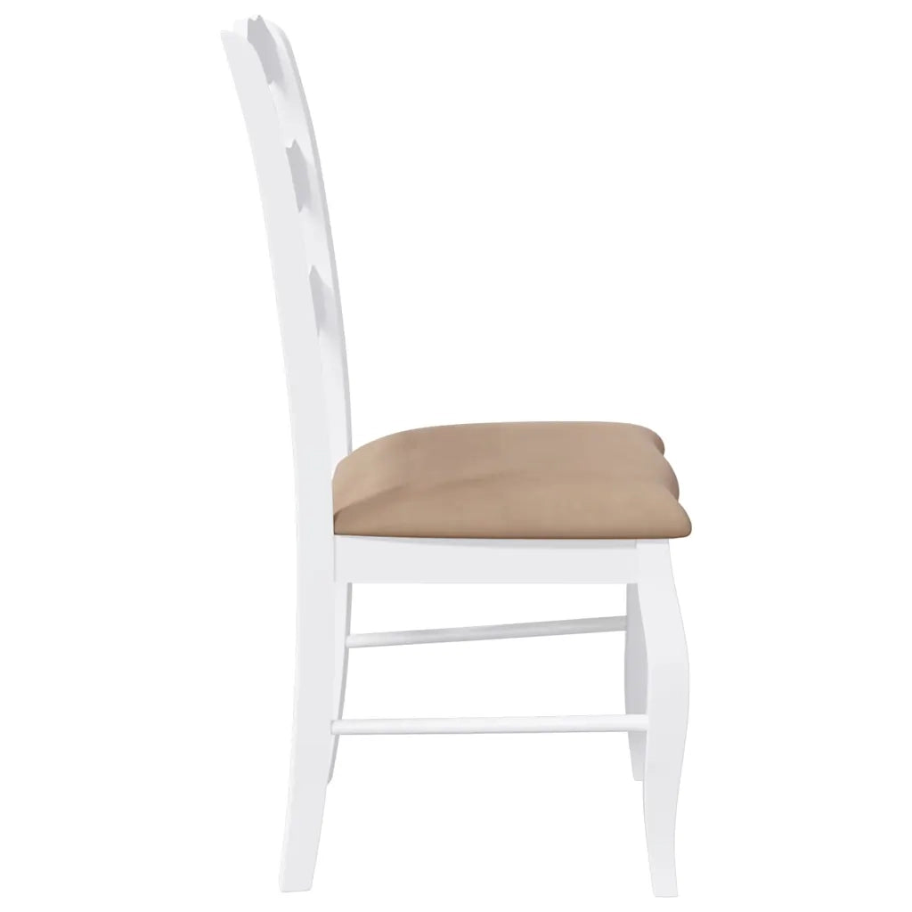 Sedie da Pranzo con Cuscini 2 pz | Sedie da cucina Bianco Legno Massello di Hevea