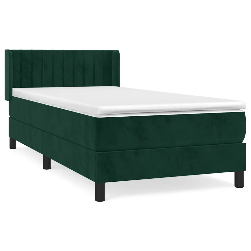 Giroletto a Molle con Materasso Verde Scuro 90x190 cm Velluto 3131054