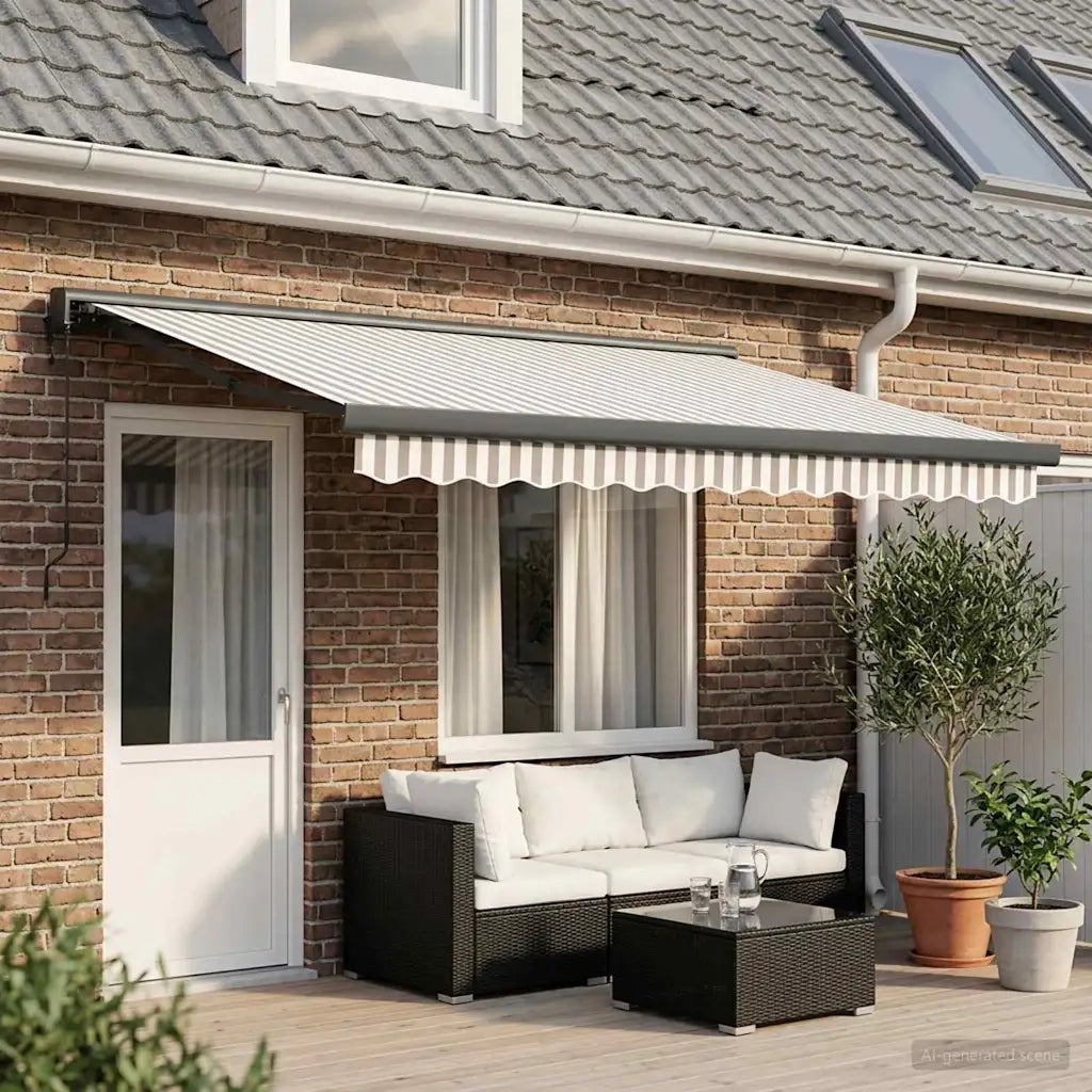 Tenda retrattile Grigio chiaro e bianco 500 × 300 cm 3426384
