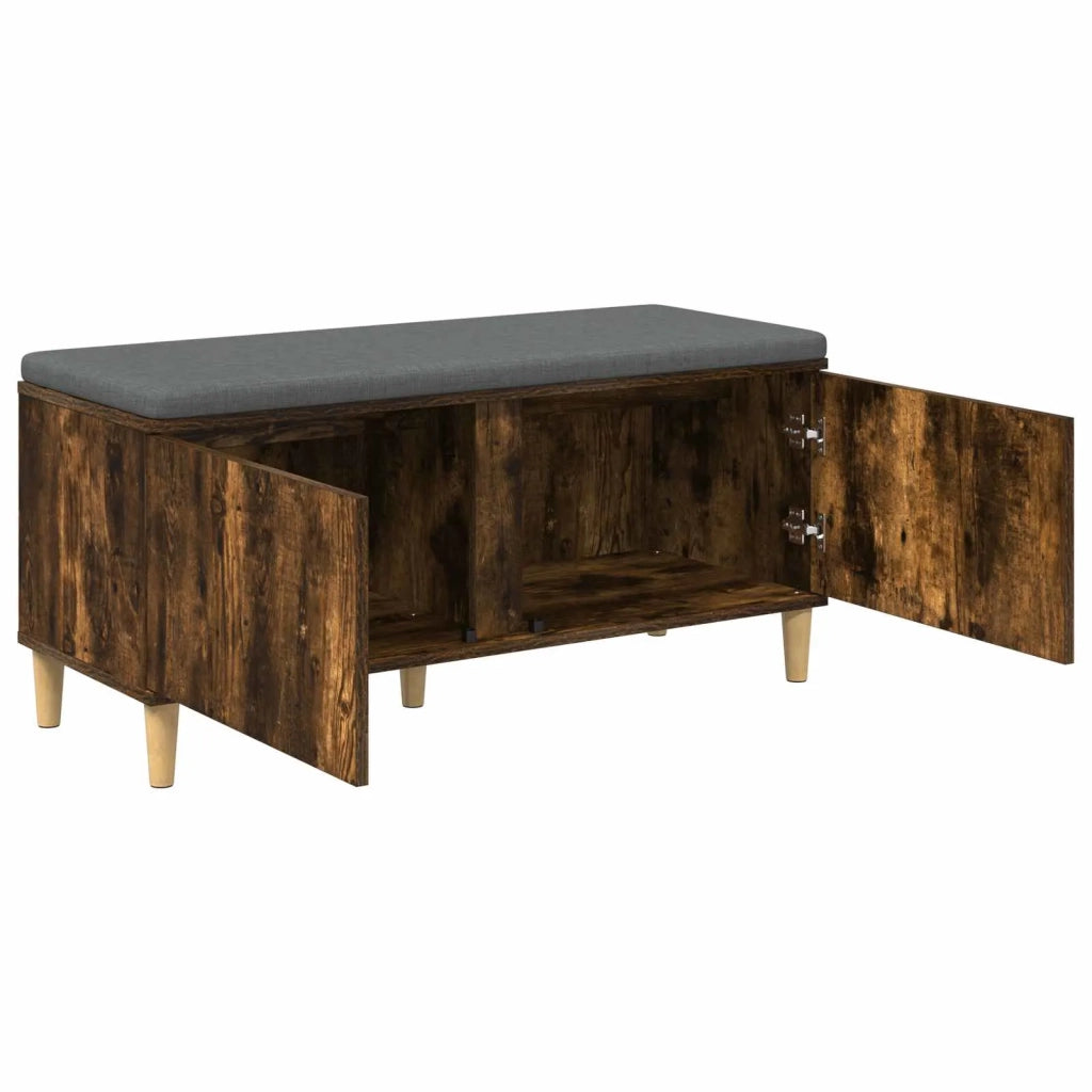 Panca per ingresso con cuscino-Sgabello-Panca da Corridoio Rovere fum¨¦ 60 x 38 x 46 cm 110608