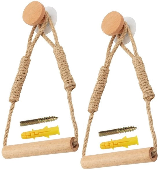 Supporto per carta igienica in legno vintage - Attacco a parete - Autoadesivo - Con coda di cavallo - 2 pezzi - Materiali naturali