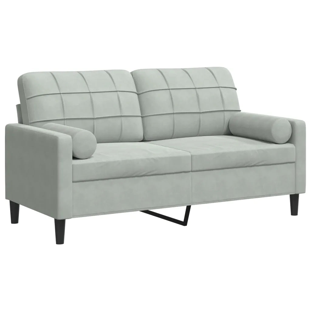 Divano a 2 Posti con Cuscini-Sofa 2 Posti con Cuscini Grigio Chiaro 140 cm in Velluto 967042