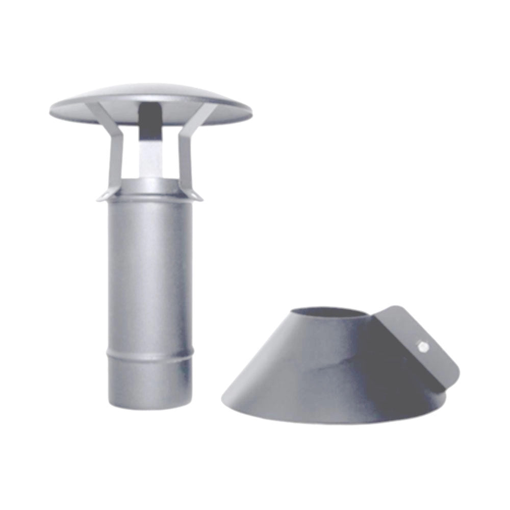 Canna fumaria tubo coassiale INOX D. 80/125 terminale verticale stufa pellet CE Made in Italy
