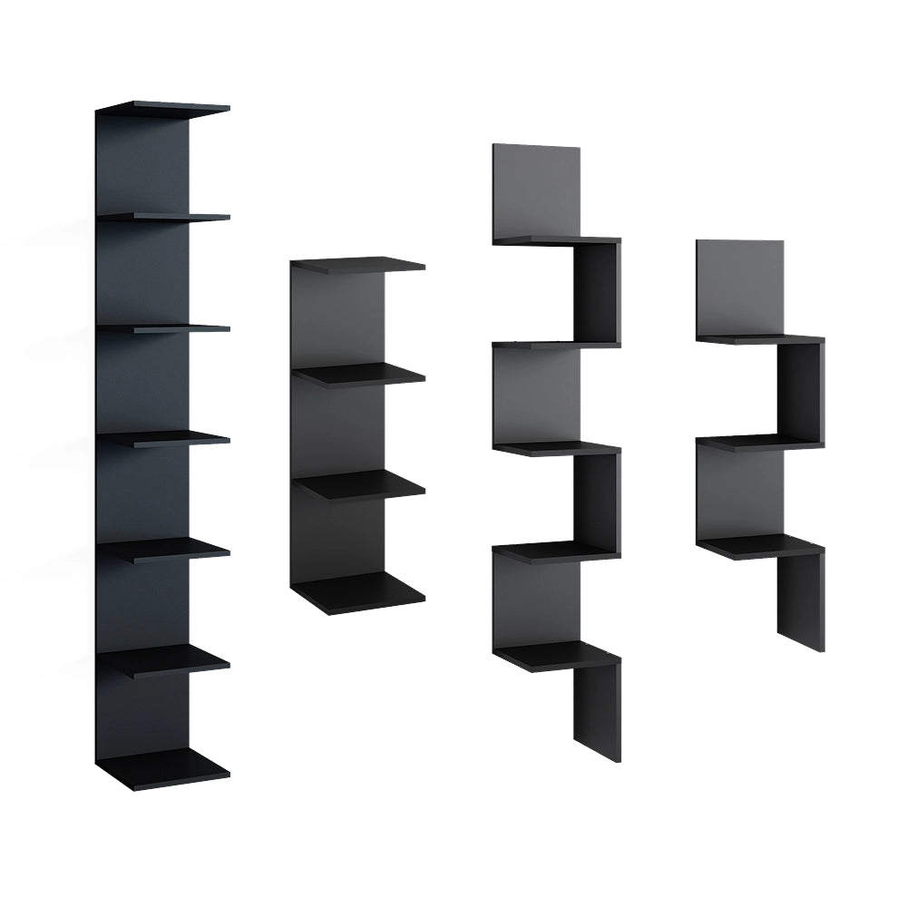 Vicco Scaffale a muro Nero 28 x 190 cm Set di 2