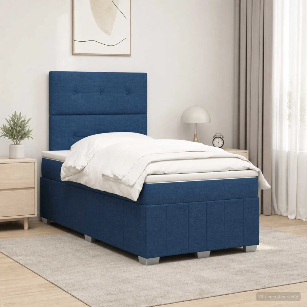 Letto box spring con materasso Blu 120 x 190 cm Tessuto 3454098