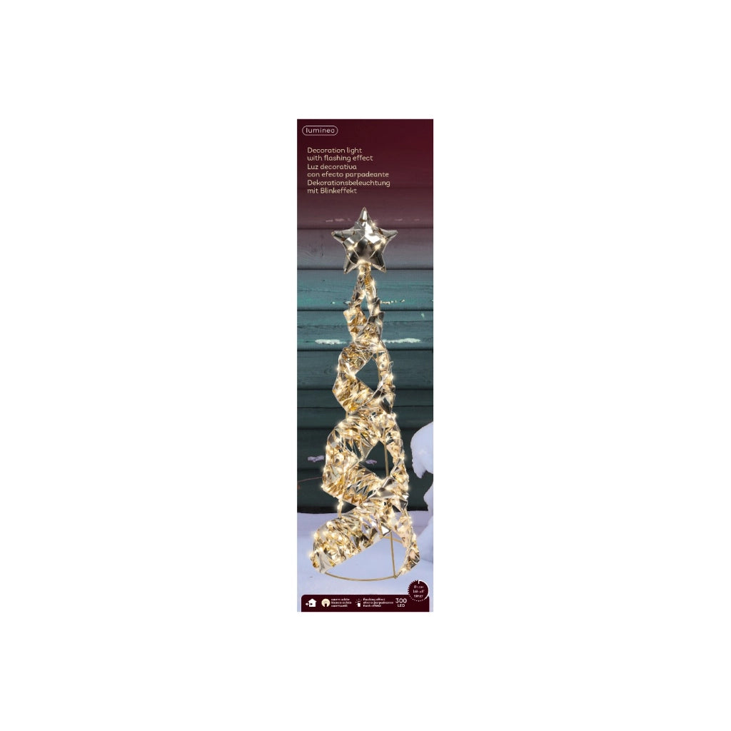 Albero natale cono Oro c/led bianco caldo d16x60cm OUT