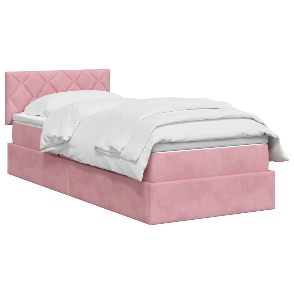 Letto con contenitore LED e materasso Rosa 90 x 190 cm Velluto 3459281
