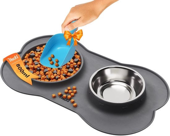 Bowl da Cibo per Cani in Silicone con Funzione di Slow Feeding e Antiscivolo - 800ML - Accessorio per Cibo e Acqua per Cani, Puppies e Piccoli Animali