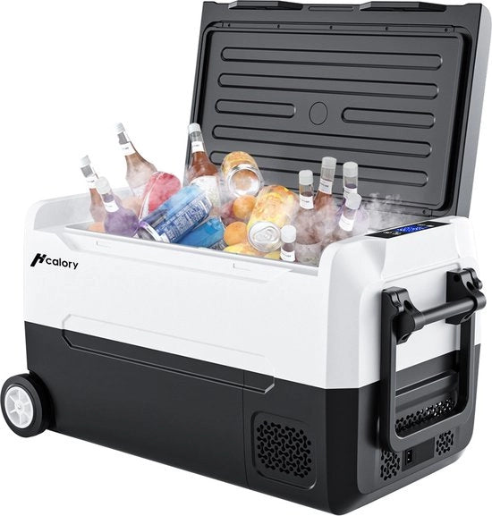 Compressore di Raffreddamento per Contenitore - 35 L - Mini Frigorifero - AC/DC - 12V-24V/230V - Per auto e casa - Accessori per Campeggio all'Aperto - Nero/Bianco