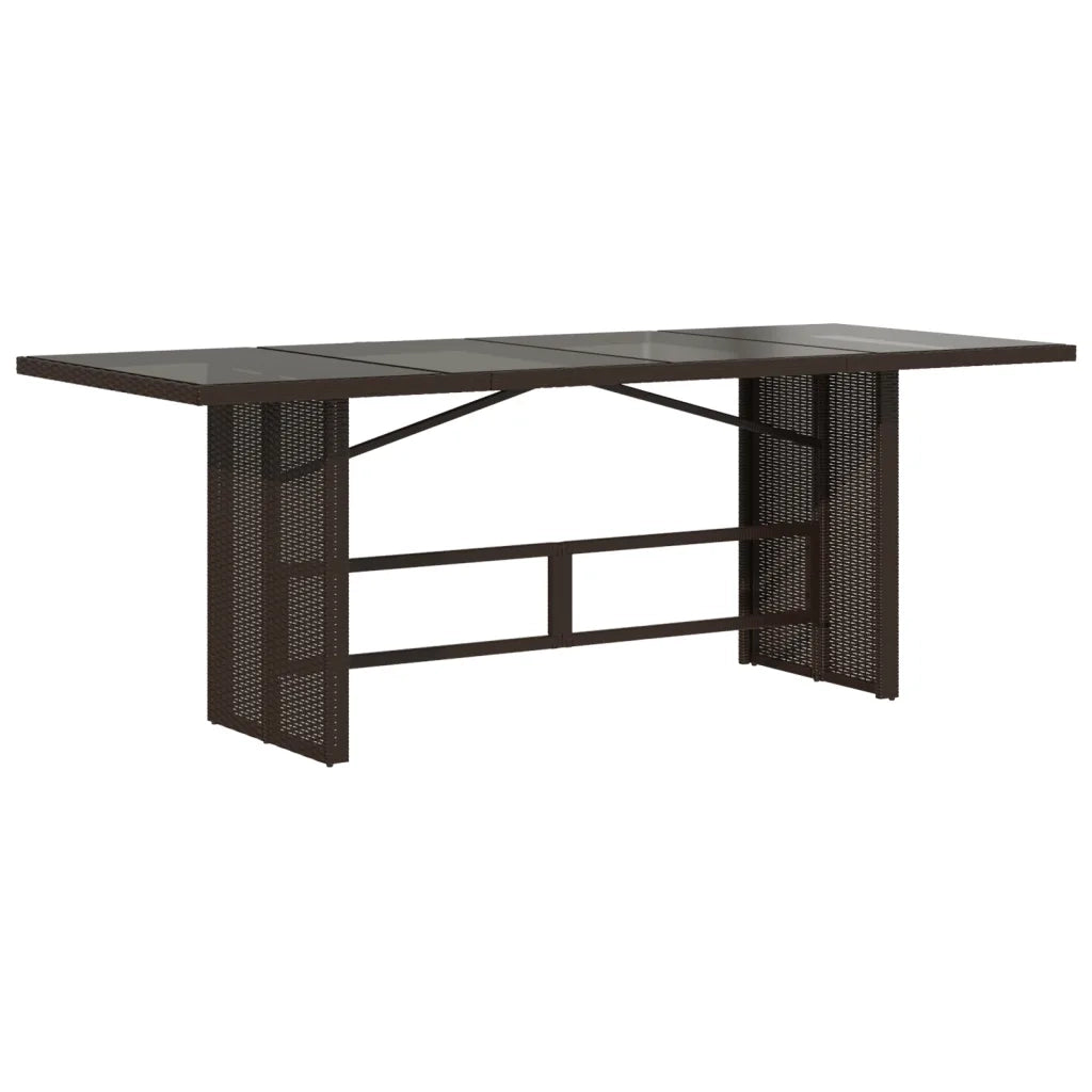 Tavolo Giardino Piano Vetro Marrone 190x80x74cm Polyrattan 365305