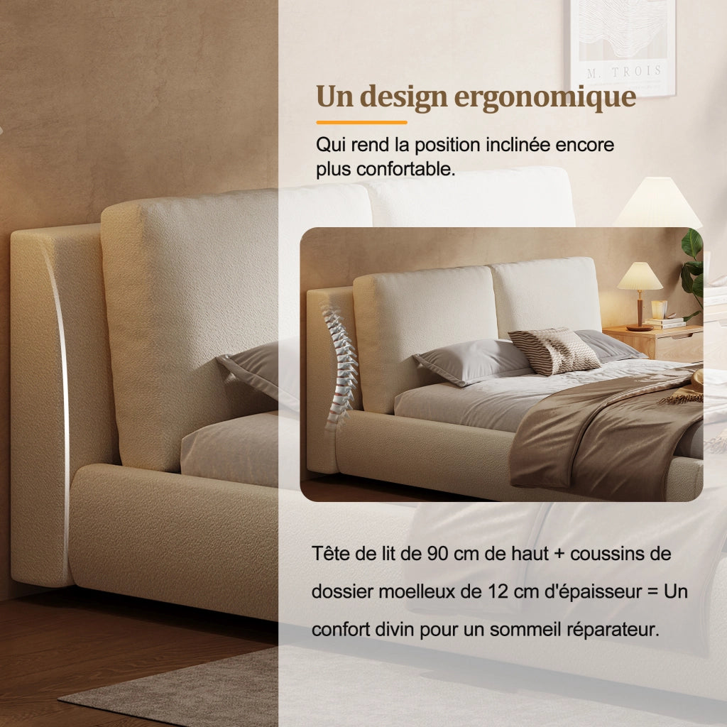 Letto contenitore matrimoniale 160×200 cm con ampio spazio contenitivo; testiera inclinata; senza materasso