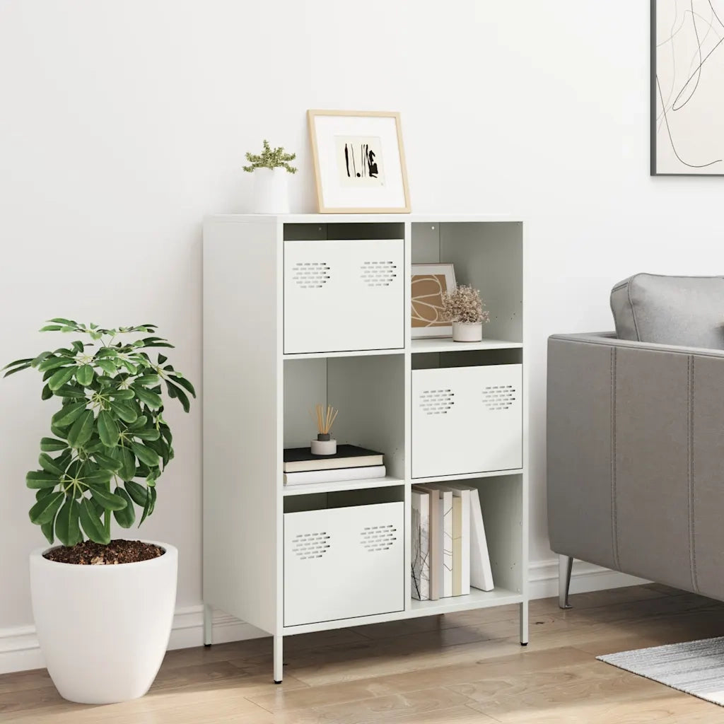 Credenza-Buffet-Armadio da cucina Bianca 68x39x103,5 cm in Acciaio 146391