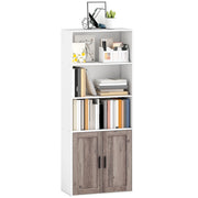Libreria con Ante e Scaffale Aperto ¨C zephmum ¨C 60x30x149,5 cm Bianco e Marrone
