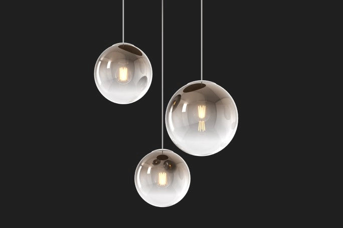 SOSP. BIANCO 3 LUCI TONDO VETRI (1 PICCOLO+1 MEDIO+1 GRANDE) TUTTI BRONZO 1194BI-S3 TMIX-BR