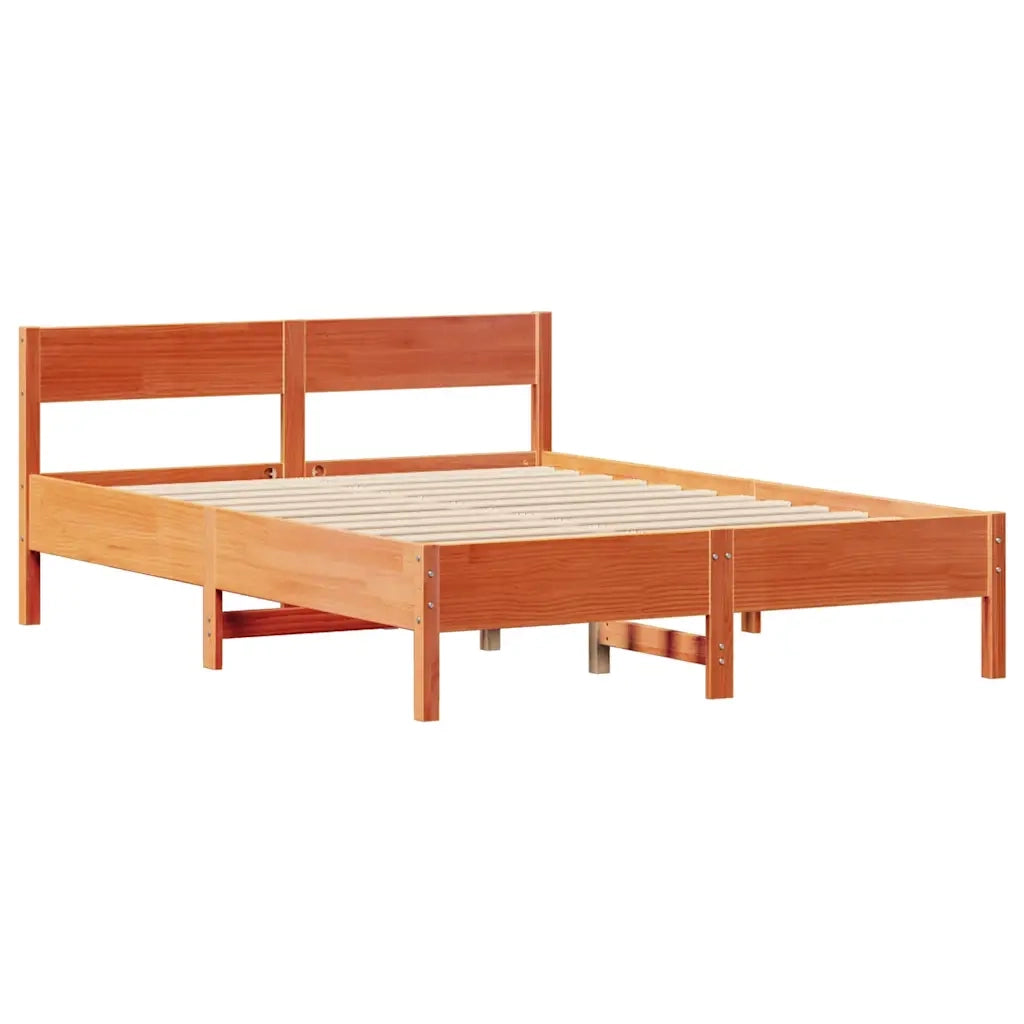Letto senza Materasso Marrone Cera 140x190 cm in Legno di Pino