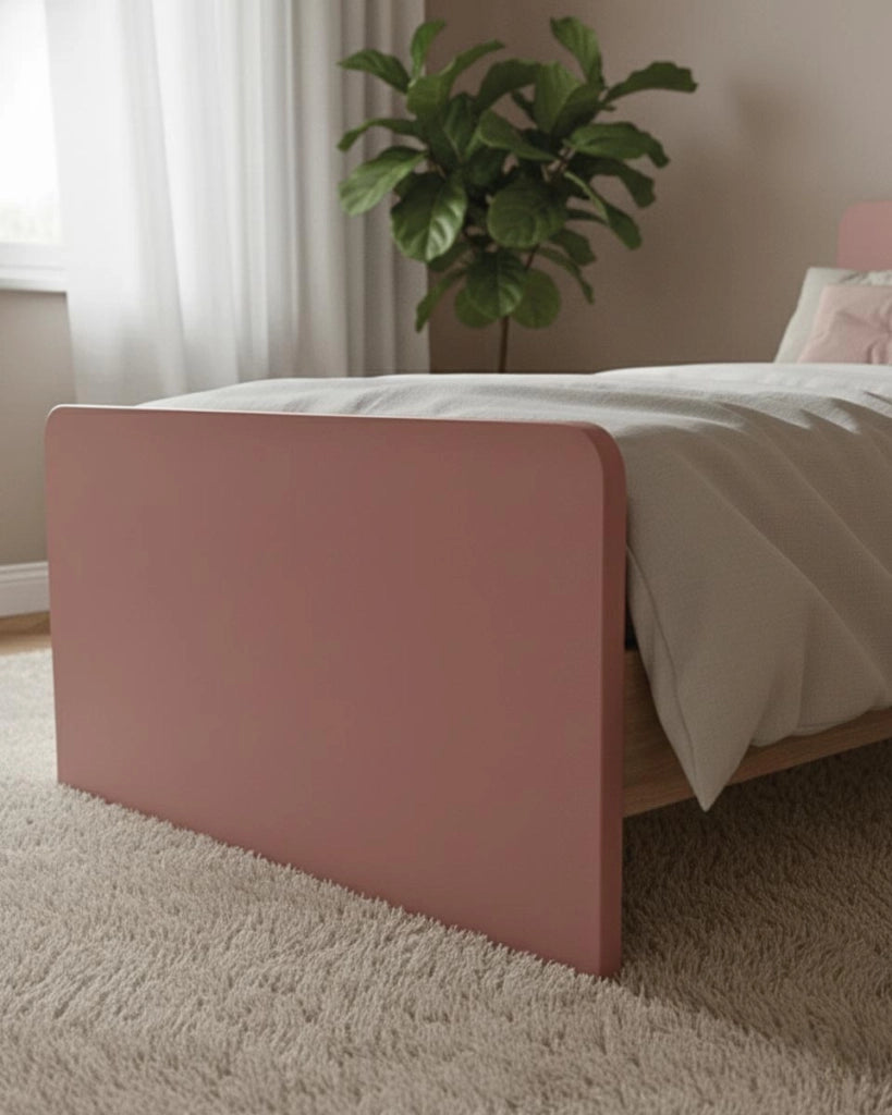 Letto easy con fascioni e pediera - Letto singolo 87 x 197 - Testiera e pediera rosa, fascioni virginia - Rete e materasso esclusi_