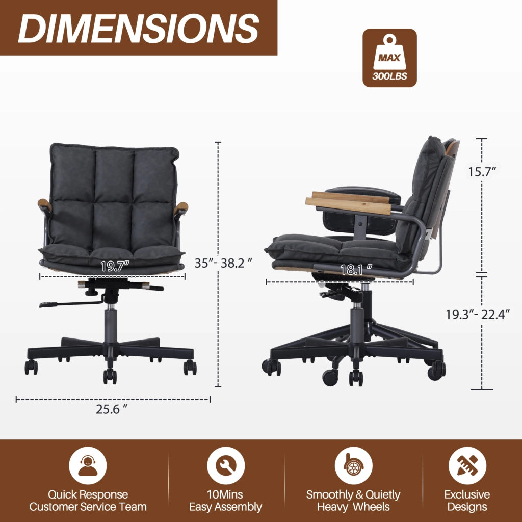 Sedia da ufficio ergonomica girevole 360° regolabile in pelle sintetica e metallo, Nero