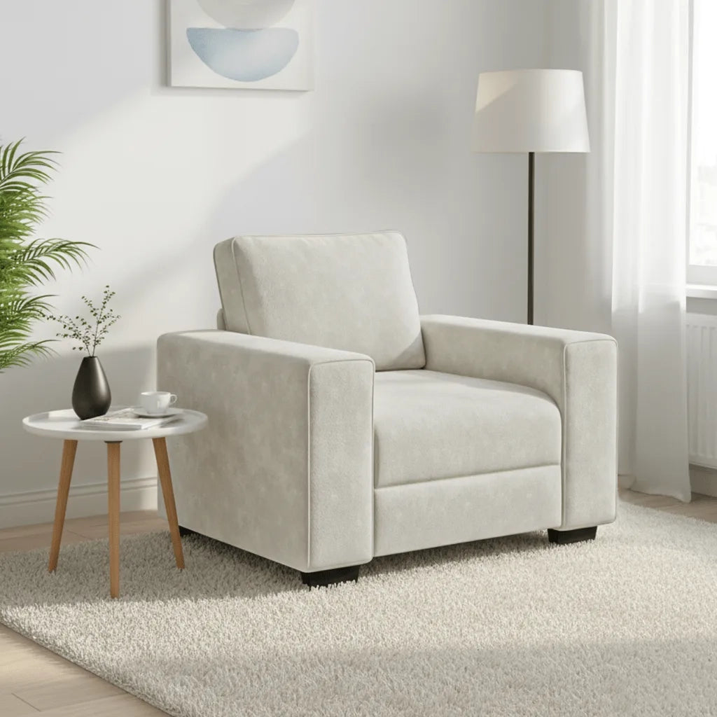 Divano Sedia Crema 100x77x82 cm Velluto 4105255