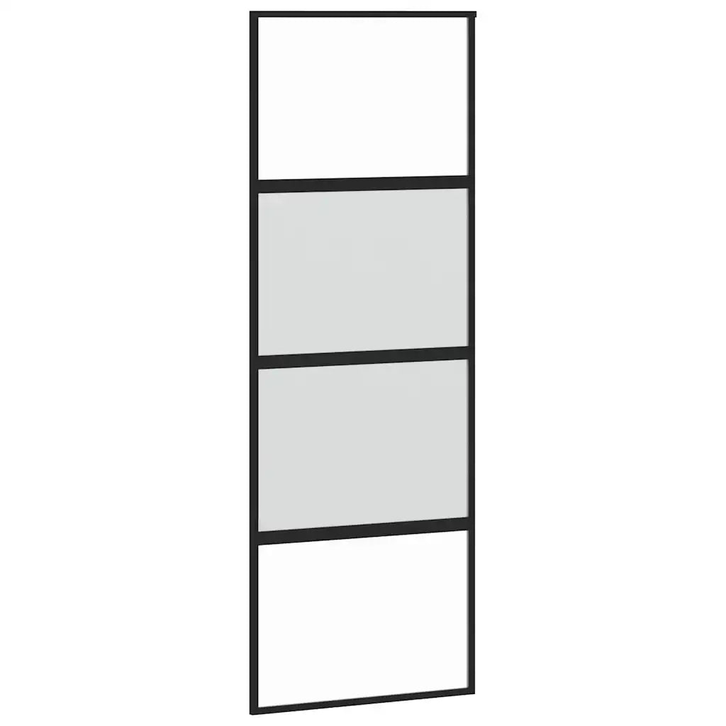 Porta Scorrevole Set Ferramenta Nera 76x205 cm Vetro Temperato