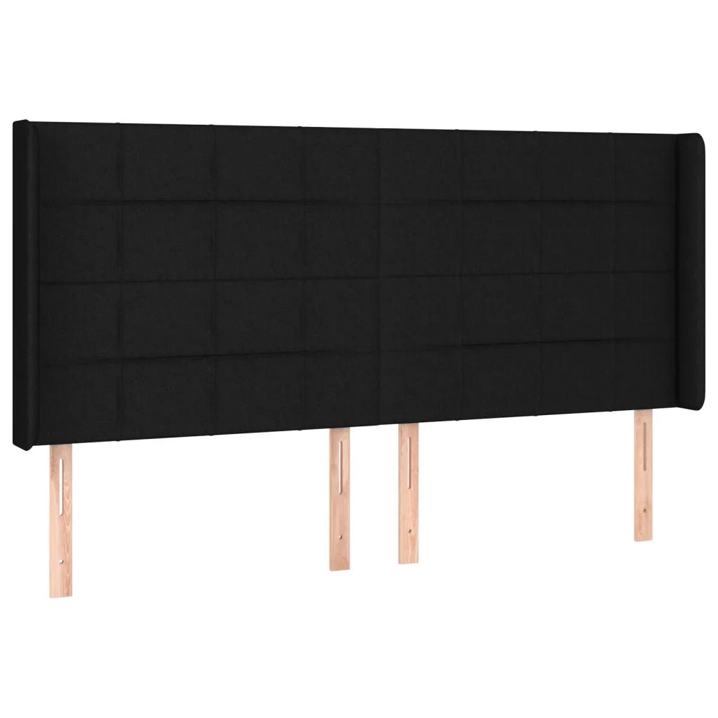 Testiera a LED-Testata con LED Nera 203x16x118/128 cm in Tessuto 834789