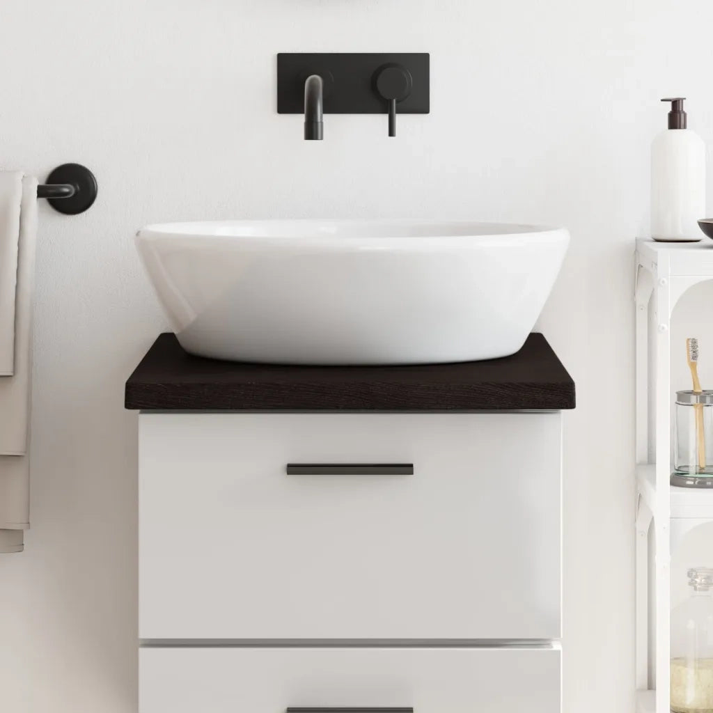 Piano Bagno Marrone Scuro 40x60x(2-4)cm Legno Massello Trattato 3156195
