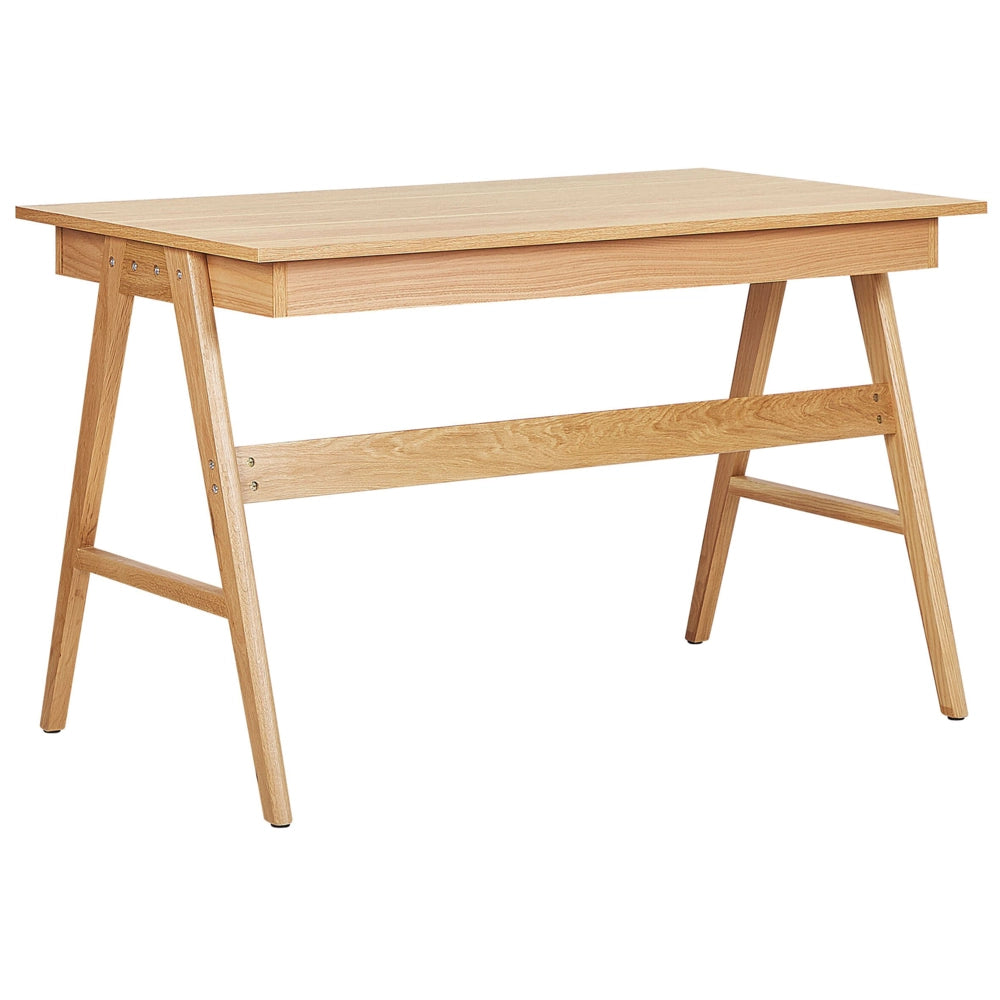 Scrivania per home office in legno chiaro 120 x 70 cm Postazione di lavdorato con 2 cassetti