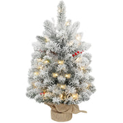 Albero di Natale Artificiale 60 cm con Luci LED e Base ¨C zephmum ¨C Verde con Neve