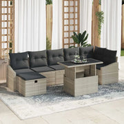 Set Divano da Giardino 8 pcs Grigio chiaro Poly Rattan