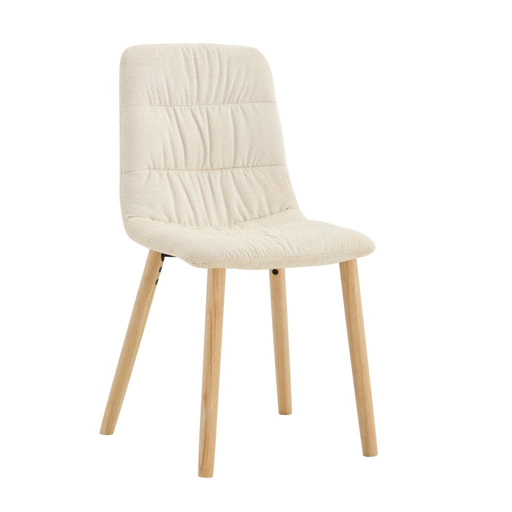 Sedie da Pranzo in Tessuto Bianco con Gambe in Legno Massello ¨C MINIMAL ¨C Set 2 Pezzi