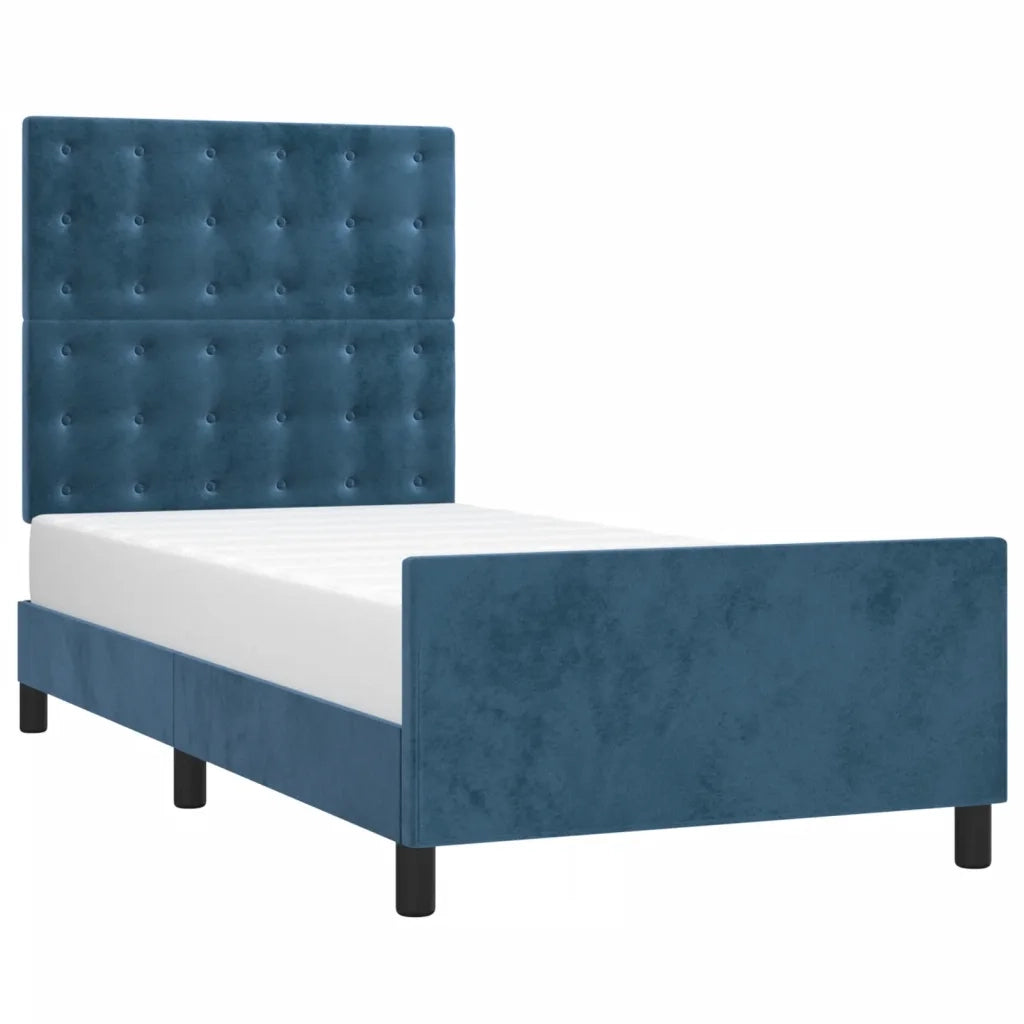 Letto singolo | Letto per adulti | Giroletto senza Materasso Blu Scuro 90x190 cm in Velluto