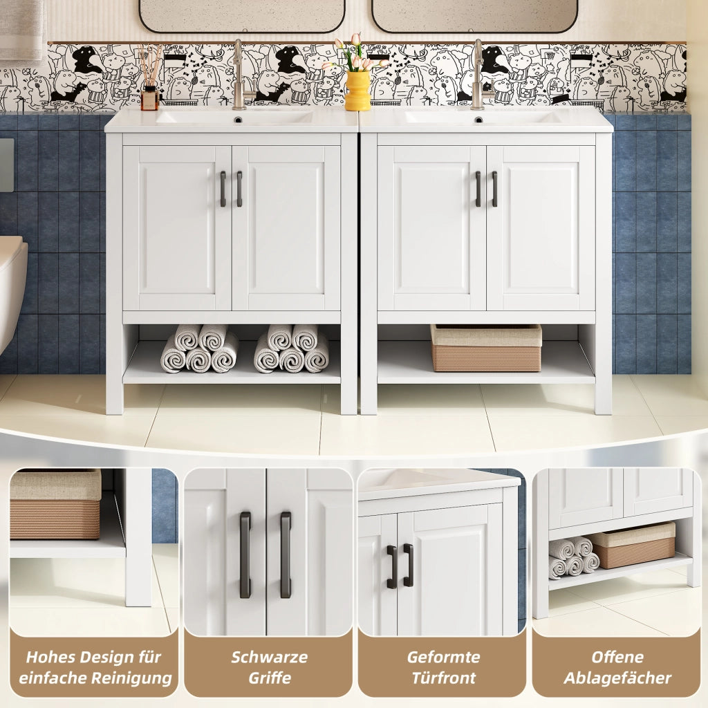 MOBILE BAGNO con lavabo integrato 76,5x47x83 cm MDF e ceramica bianco