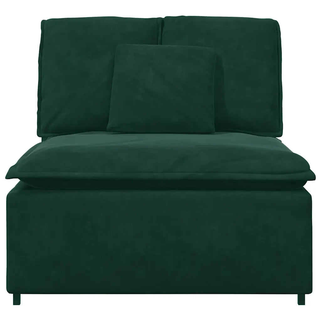 Modulo Centrale Divano Modulare con Cuscini Verde Scuro 100 cm