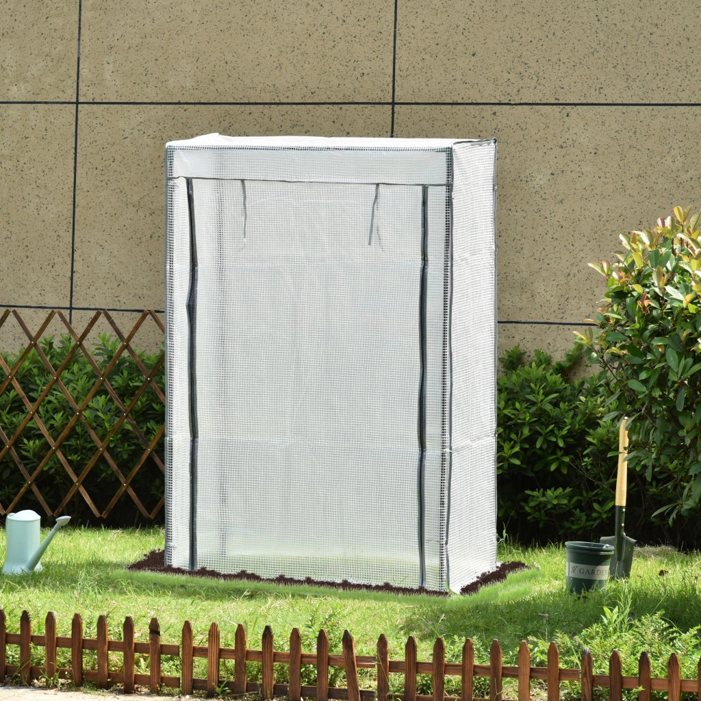 Serra da giardino con porta e telaio in acciaio - Xylo - Bianco 100x50x150 cm