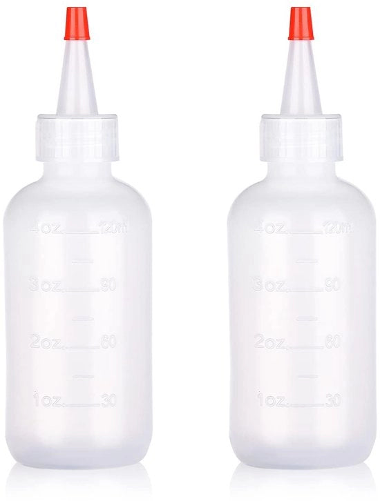 Applicatore per flaconi da 120ml in PE bioplastico - 2 pezzi - Flaconi graduati per massaggi - Per la cura della capigliatura
