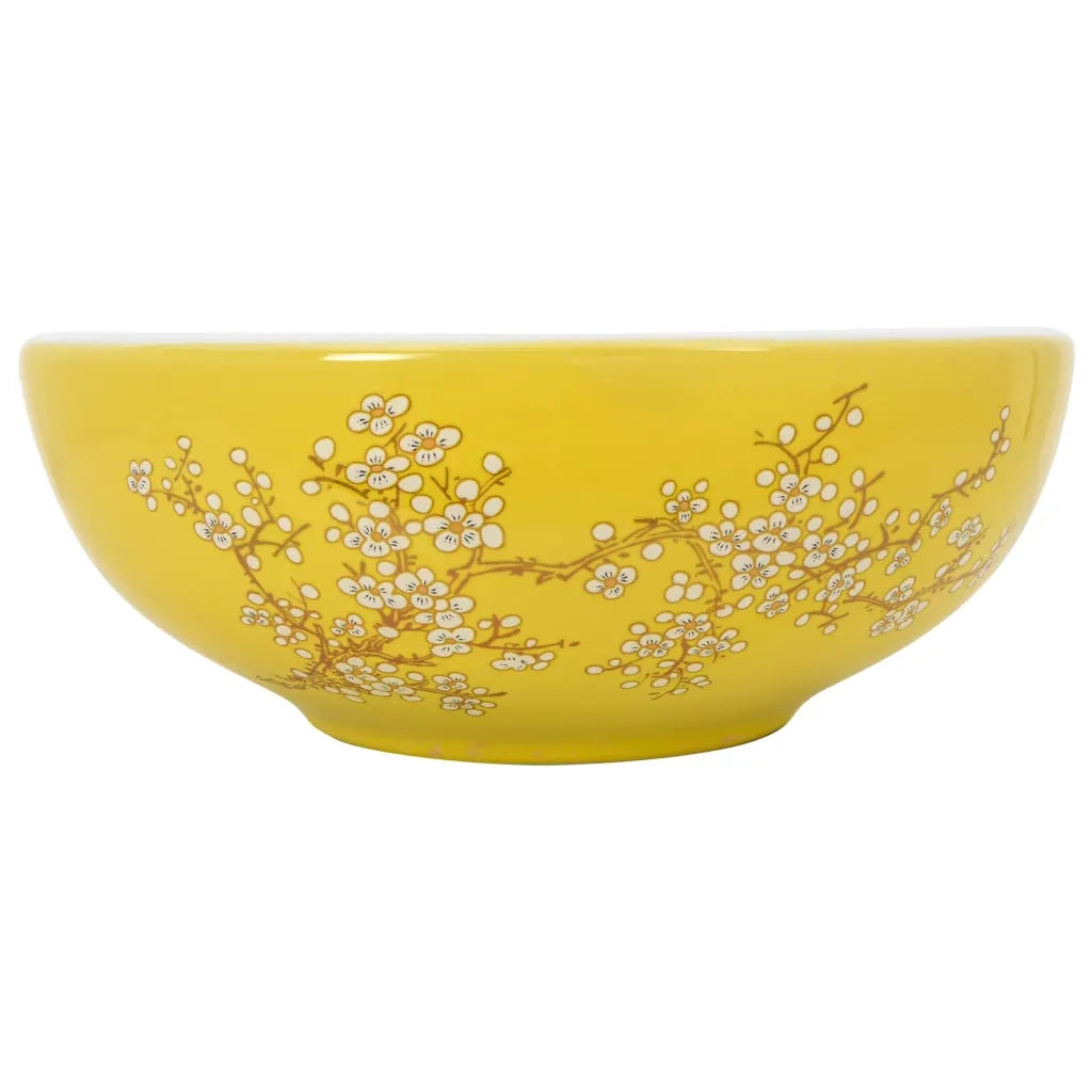 Lavabo da Appoggio Bianco e Giallo Rotondo ¦µ41x14 cm Ceramica CFW4165716