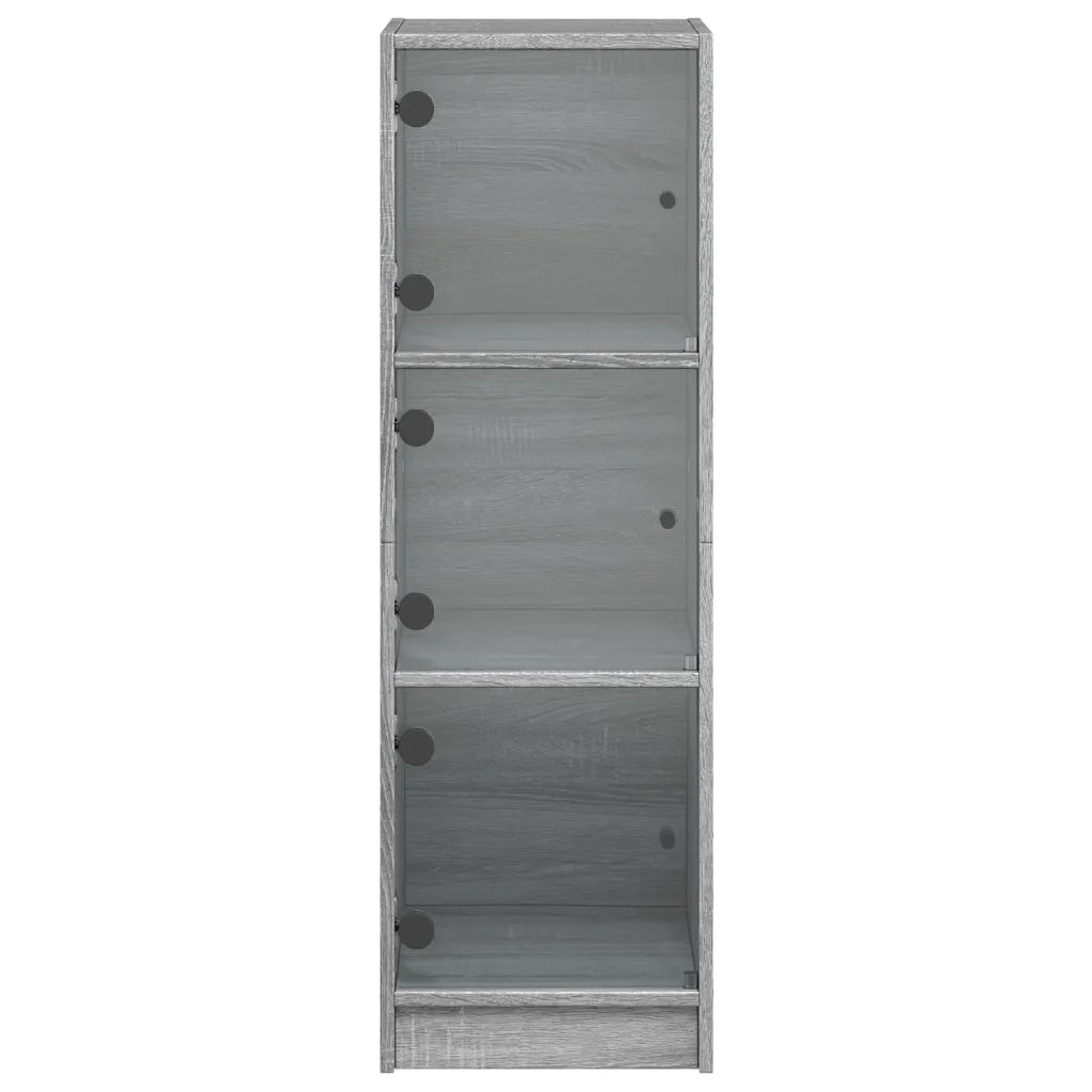 Credenza | Madia | Buffet da pranzo | Armadio da pranzo con Ante in Vetro Grigio Sonoma 35x37x109 cm