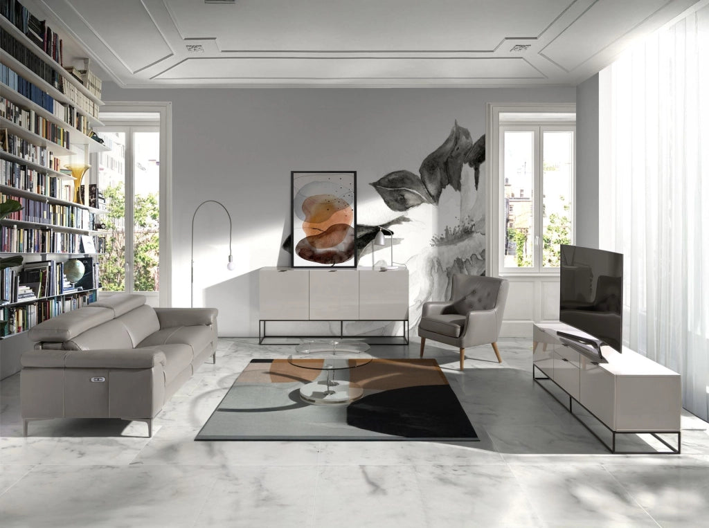 Divano relax a 2 posti in pelle grigio scuro