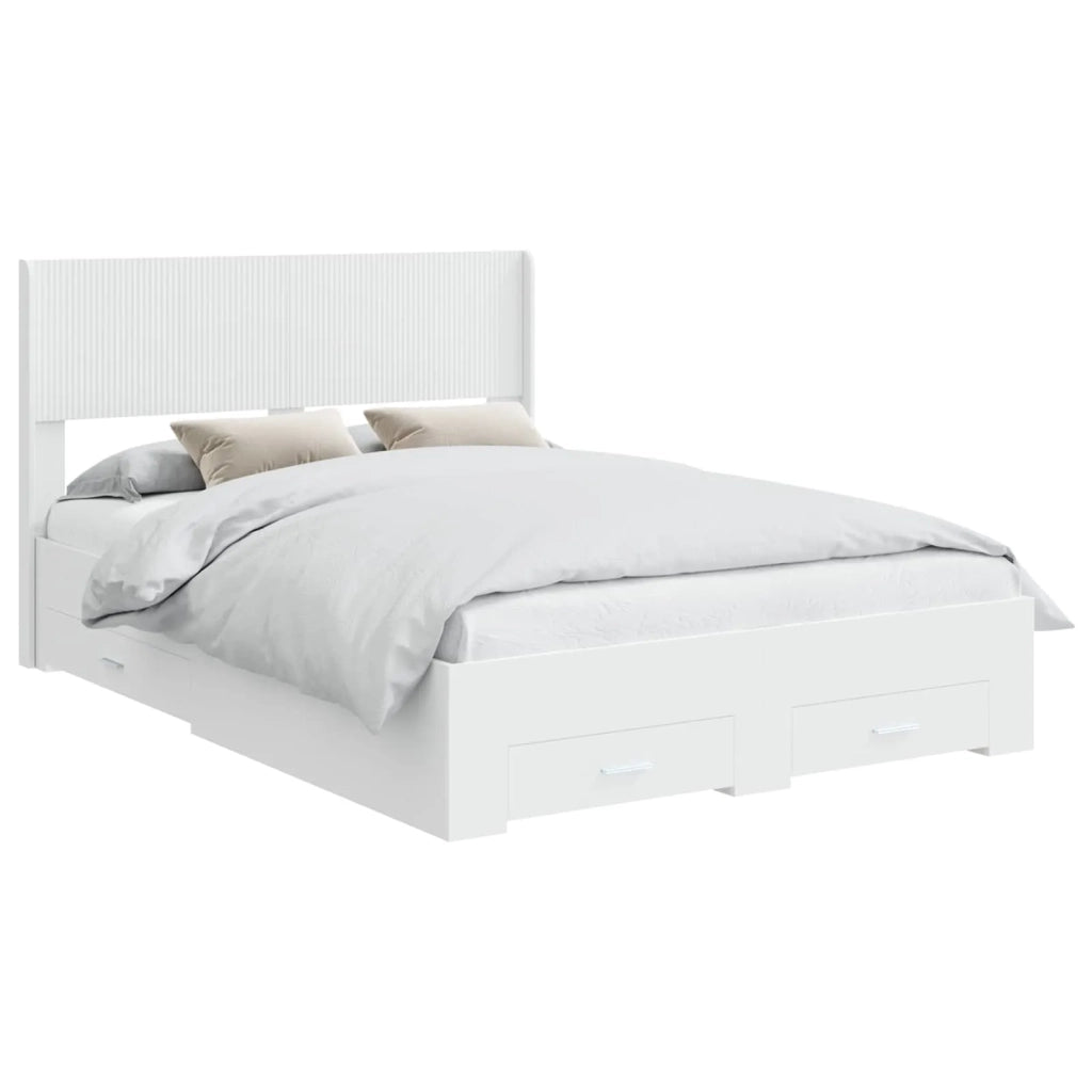 Struttura del letto con stoccaggio e testata Bianco 3414445