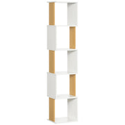 Libreria a Forma S con 5 Ripiani per Libri ¨C Zephmum ¨C Bianco 33x28x161 cm