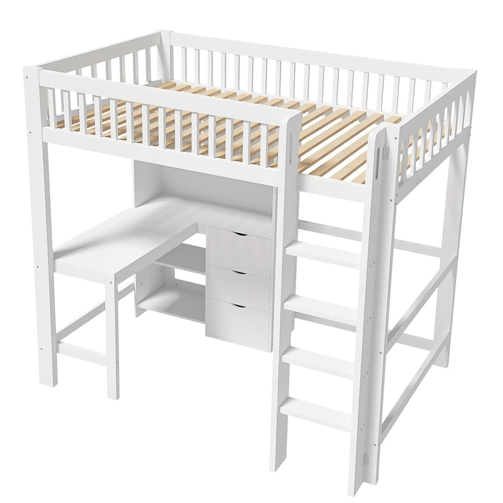 Letto a soppalco - Xylo - 90x200 cm 3 cassetti bianco