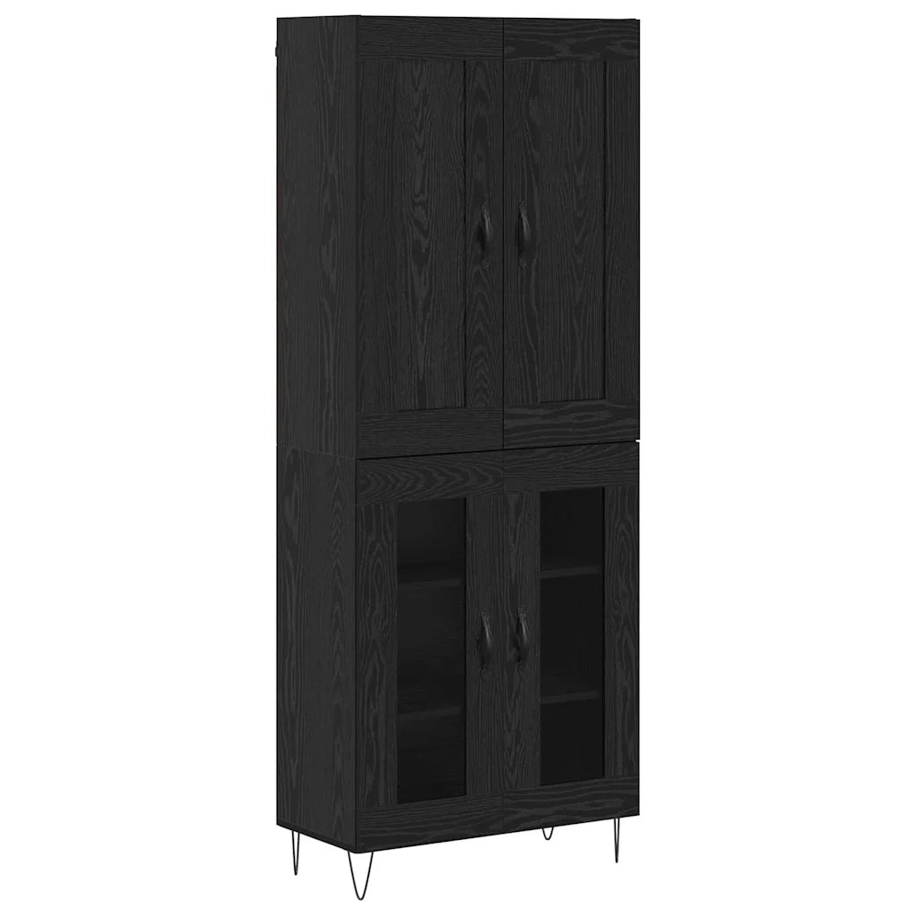 Credenza-Buffet-Armadio da cucina Rovere Nero 69,5 x 34 x 180 cm Legno multistrato 443139