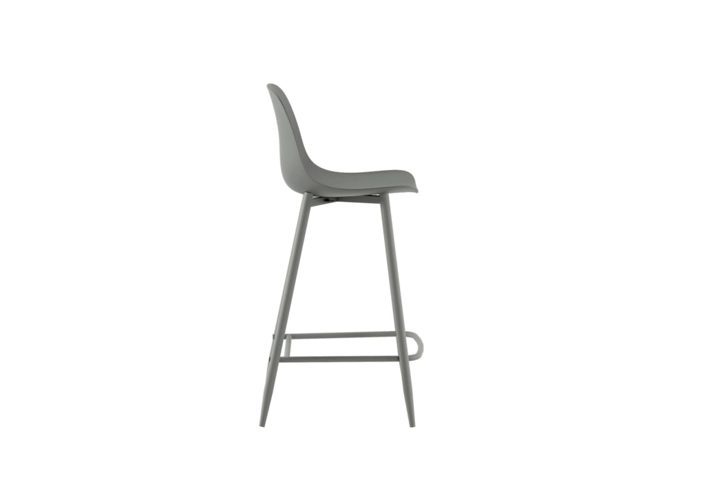 Sgabello Frida in Polipropilene Grigio Chiaro con Gambe in Metallo Nero, Design Scandinavo, Seduta Ergonomica - Om/Frida