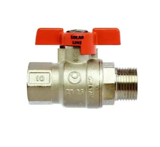 Valvola a sfera Solar Line con maniglia a farfalla realizzata in ottone per impianti solari   FF  1/2"