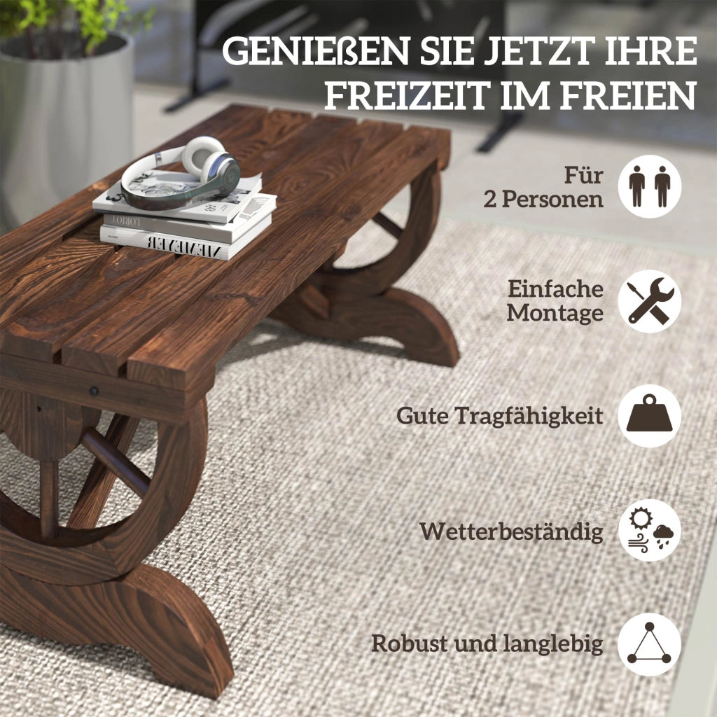 Panchina da giardino in legno naturale resistente alle intemperie; stile rustico; 98 x 50 x 39;5 cm; mobili da esterno pratici