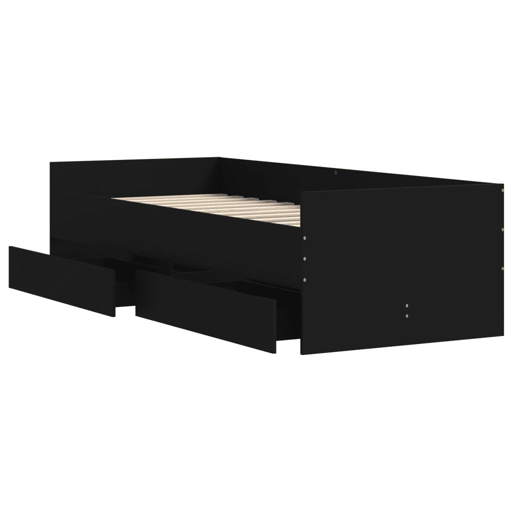 Giroletto con Cassetti Nero 90x190 cm 3207351