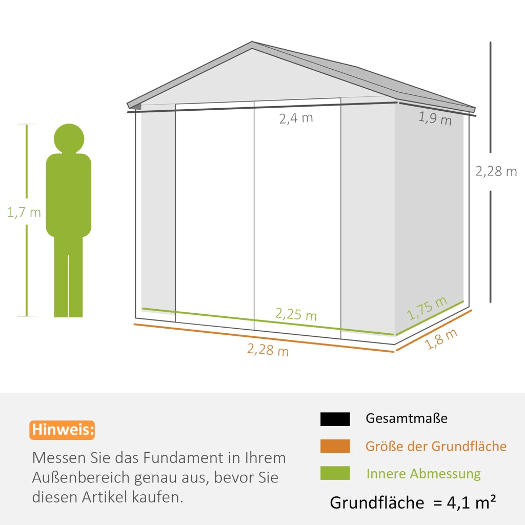 Casetta da giardino in plastica e metallo ¨C Minimal ¨C Grigio 240x190x180