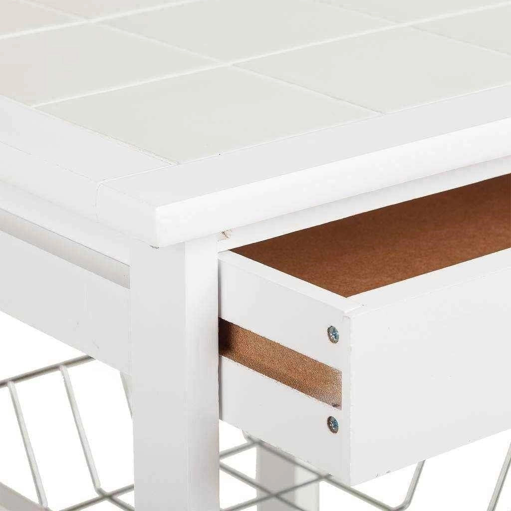 Carrello in legno 37x37x76 cm bianco