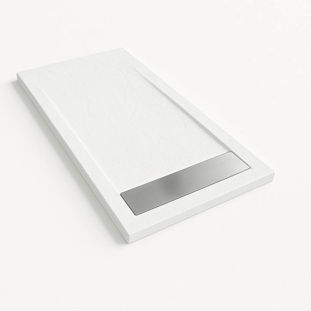 Piatto doccia Bidai con bordo 70X180 cm colore Bianco RAL 9003 griglia Acciaio inox