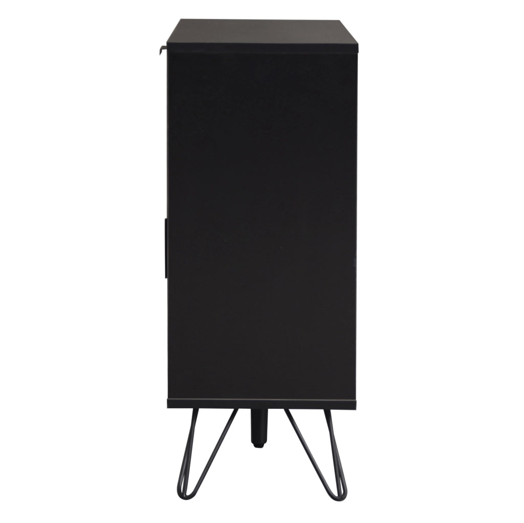 Armadio contenitore moderno 90 x 30 x 71;5 cm nero e effetto legno con cassetto e ripiani regolabili