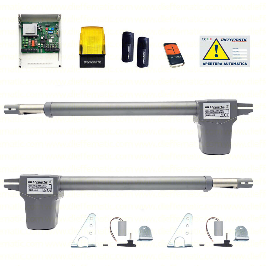 KIT BHG 400 AUTOMAZIONE AUTOMATISMO CANCELLO BATTENTE 2 ANTE 230VAC 220V
